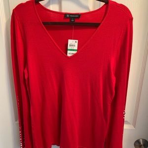 INC RED SWEATER WITH BLING SLEEVES